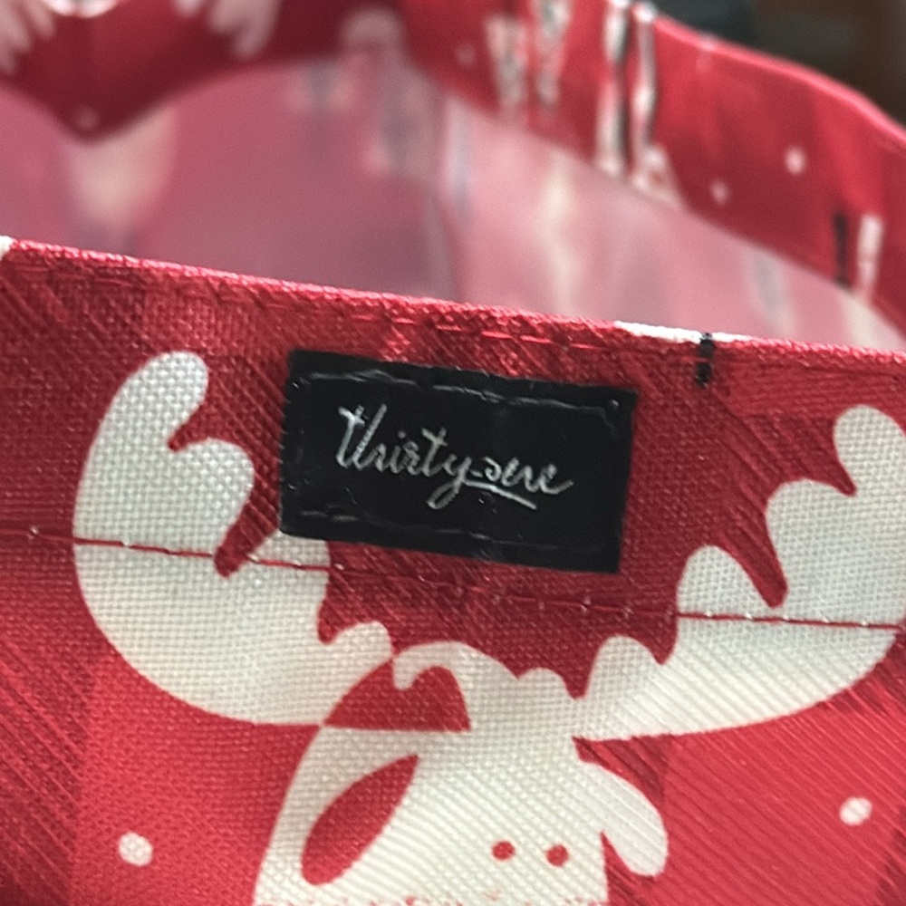 thirty-one Red and White Moose Print Tote - Picture 6 of 8